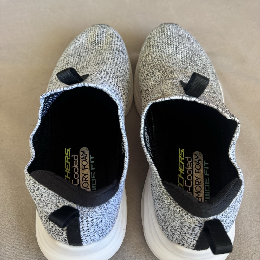 Size 12 Wide - Skechers Shoes Men's Slip-on Sport Comfort Taupe Memory Foam - Picture 6 of 10